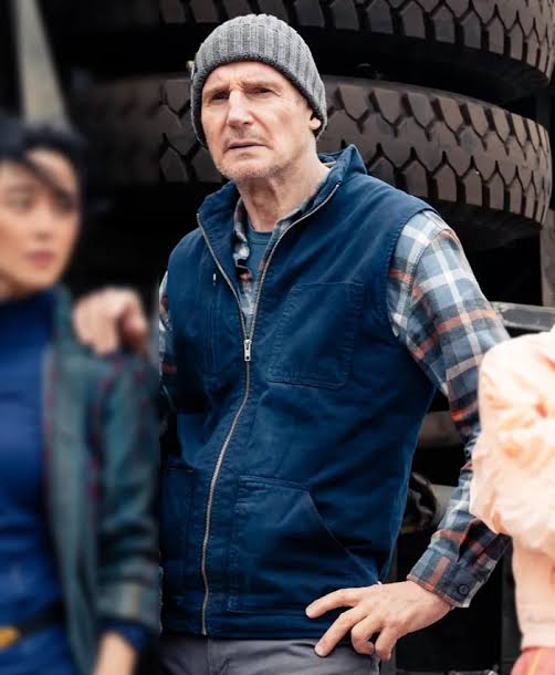 Ice Road Vengeance Liam Neeson Blue Vest