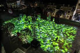 Colorful Projection Mapped Garden Celebrates The Glory Of Spring Garden Of Lights Landscape Lighting Projection Mapping