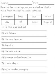 We have crafted many worksheets covering various aspects of this topic, subject and predicate / expanding sentences, complete and incomplete sentences. Sentence Structure Adjective Usage Worksheet 2 Teaching Writing Sentence Structure Sentence Writing