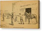 John Wesley Hardin Killing Dewitt Wood Print by Everett