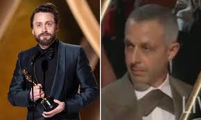 Sullen Jeremy Strong reacts to losing Oscar to Succession co-star Kieran  Culkin at 2025 Academy Awards
