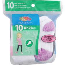 Fruit Of The Loom Value Pack Ankle Socks 10 Pairs Little