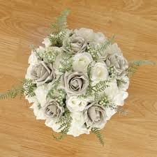 Maybe you would like to learn more about one of these? Silver Rose Fern Brides Bouquet Artificial Wedding Flowers