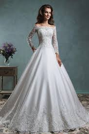 Satin Lace Applique Wedding Dress Off The Shoulder Long Sleeve Jacket Tn0075 Ball Gowns Wedding Dream Wedding Dresses Ball Gown Wedding Dress