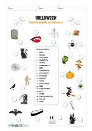 Die übungen sind für deutschlerner. Ein Kostenloses Arbeitsblatt Zu Halloween Auf Dem Die Schuler 20 Bilder Zu Halloween Den Richti Halloween Kreuzwortratsel Fur Kinder Englisch Lernen Kostenlos