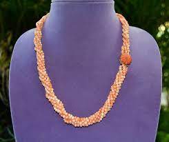 Natural 1950 Hawaii New Pink Coral Pearl 6 Strands 14k Twisted Necklace 22 5 By Zeart On Etsy Necklace Beaded Necklace Pearls