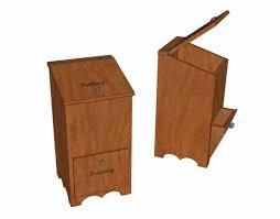Solid wood potato and onion bin featuring two compartments. Potato Or Onion Box Free Woodworking Plan Com