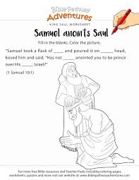 Samuel Anoints Saul Worksheet And Coloring Page Bible Worksheets Bible Stories For Kids Bible Lessons For Kids