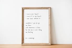 I Carry Your Heart Poem Print Ee Cummings Print Poetry Etsy Printable Wall Art Print Valentine Day Gifts