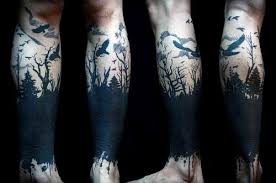 Top 75 Best Leg Tattoo Ideas 2021 Inspiration Guide Blackwork Tattoo Blackout Tattoo Forest Tattoos