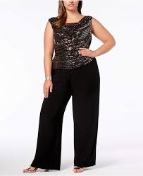R M Richards Plus Size Sequined Jumpsuit Reviews Pants Leggings Women Macy S Sequin Jumpsuit Plus Size Cocktail Dresses Cocktail Outfit