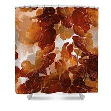 Ambesonne burnt orange shower curtain, digital fractal image with swirling turning moving floral lines modern graphic, cloth fabric bathroom decor set with hooks, 70 long, burnt orange. Floral Imprint In Shades Of Rust And Burnt Orange Shower Curtain For Sale By Lucy Chiffon