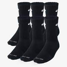 Nike Dri Fit Cushion Crew Socks Large 6 Pair Athletic Socks Women Socks Training Black Socks