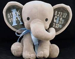 Birth Announcement Stuffed Animals Birth Announcement Stuffed Animal Personalized Elephant Baby Boy Baby Girl Newborn Gift Newborn Present Godson Goddaughter Elephant Birth Personalized Baby Gifts Baby Gifts