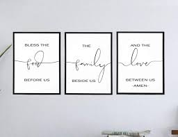 It's about to classy in here. Bible Verse Wall Art Set Of 3 Wall Art Dining Room Prints Bless The Food Before Us Printable Art Kitchen Wall Art Instant Download Prints Art Collectibles Colonialgolfhart Com