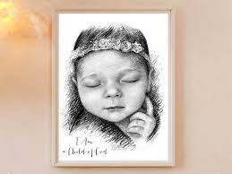 Christening Gift, Baby Gift, Baptism Gift, Naming Day Gifts, Communion  Gift, Present for Baby Girl, Baby Boy, Personalized Portrait