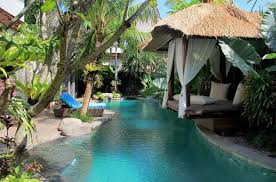 Pin By Tropical Interiors On Bali Style Home Garden Tropical Landscaping Decks Backyard Pool Landscaping