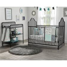 Black Baby Crib With Changing Table Little Seeds Rowan Valley Lanley Metal Crib And Changing Table Bundle Black In 2020 Nursery Furniture Sets Metal Crib Nursery Changing Table