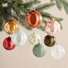 West Elm Ornaments Soft Multi Glass Ball Ornaments Set Of 9 Glass Ball Ornaments Modern Christmas Ornaments Ornament Set