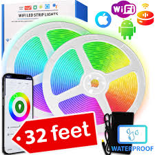 The strip light is available for purchase in two lengths: Led Strip Lights For Bedroom 32ft With Remote Wi Fi Led Strip Works With Alexa Google Color Changing Led Rope Lights For Home Walmart Com Walmart Com