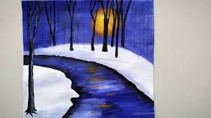 An Easy Nature Night View Scenery Painting Easy Snowy Winter Night Landscape Painting For Beginners Youtube This is an easy and simplified version of the famous starry night painting by vincent van gogh!