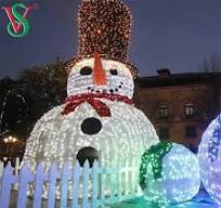 Outdoor Commercial Christmas Decorations Giant 3D Snowman Motif Lights