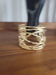 Vintage Kendra Scott Bamboo Patricia cuff Bracelet Gold Tone