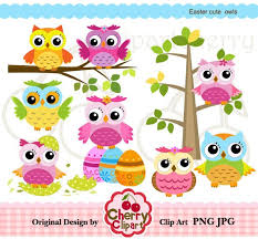 Pasqua Simpatici Gufi Digital Set Di Clipart Per Personali E Etsy