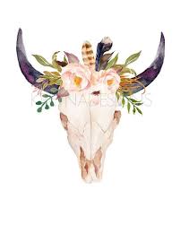 Bull Skull Flowers Printable Tribal Nursery Wall Art Buffalo Art Cow Skull Printable Bull Skull Tattoos