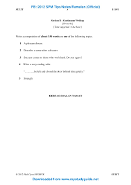 An essay is nothing but a piece of content which is written from the perception of writer or author. Spm 2007 English Paper 1 Continuous Writing About Dream