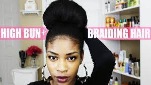 Natural Hair Bun With Kanekalon Braiding Hair Natural Hair Bun Styles Natural Hair Styles Kanekalon Braiding Hair