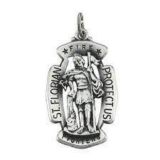 Sterling Silver 30mm St Florian Fire Fighters Medal 24in Chain St Florian Sterling Silver Silver