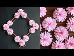 Paper Flower Wall Decor Easy Wall Decoration Ideas Paper Craft Diy Wall Decor Youtube Paper Flower Wall Decor Paper Flower Wall Paper Flowers Craft