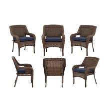 Adirondack chair cushions walmartadirondack chair cushions walmart. Hampton Bay Cambridge Brown Stationary Resin Wicker Outdoor Dining Chairs With Blue Cushions Chairs 6 Pack 65 7148b7 Chr The Home Depot Outdoor Dining Chairs Hampton Bay Blue Cushions