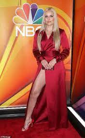 Lindsey Vonn shows off plenty of leg in crimson gown as she hits the NBC  Upfronts | Daily Mail Online