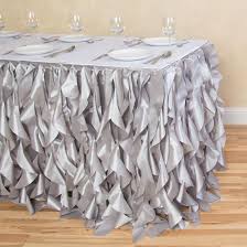 21 Ft Curly Willow Table Skirt Silver