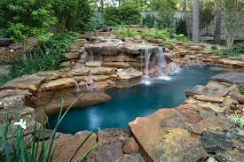 Swimming pools contractor builder designer. Natural Waterfall Swimming Pool Eclectic Pool Houston By Exterior Worlds Landscaping Design Houzz