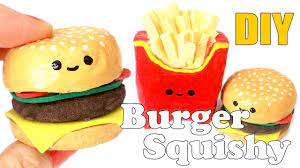 Diy Mini Burger Squishy Tutorial Make Up Sponge Homemade Squishies Squishies Diy Diy Fluffy Slime