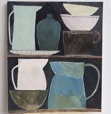 Image Of Still Life With Blue Green Jug Gouache Painting Still Life Art Art Images Painting