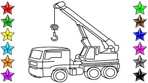Crane Truck Coloring Pages Video For Kids Learn Colors With Constructio Truck Coloring Pages Cars Coloring Pages Coloring Book Pages