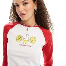 楽天市場】デイジーストリート Daisy Street デイジーストリート×ミッフィーのラグランTシャツ、白と赤、かわいいけど怖いグラフィック  トップス レディース 女性 インポートブランド 小さいサイズから大きいサイズまで : セレクトショップ Diva Closet