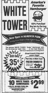 Black And White Newspaper Ads White Tower Newspaper Ad White Castle Hamburgers Vintage Advertisements Vintage Restaurant