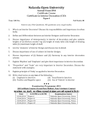 Nalanda Open University Certificate In Interior Decoration Paper I 2014 Question Paper Pdf Download Entranceindia