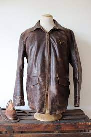 Vintage 1940s 40s 1950s 50s Sears Roebuck Hercules Horsehide Brown Leather Jacket 44 Chest Talon Zipper Rockabilly Half Belt Car Coat Brown Leather Jacket Car Coat Leather Jacket