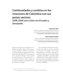 PDF) Continuidades y cambios en las relaciones de Colombia con sus países  vecinos: 2008-2009, año crítico con Ecuador y Venezuela