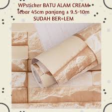 Harga batu alam cepat berubah dan selalu naik. Hisanaagrosir Semarang Wallpaper Dinding 10m Batu Alam Cream Shopee Indonesia