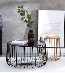 A fabulous fit for any room in your home. New Modern Black Gold Round Industrial Steel Wire Coffee Table Side End Table Black Coffee Tables Wire Coffee Table Side Coffee Table