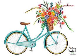 Vintage Blue Bike Bicycle Flower Basket Wall Art Print Floral Watercolor Flower Illustration Farmhouse Children Nursery Decor Pink Red Green In 2020 Watercolor Flower Illustration Bicycle Painting Bicycle Illustration