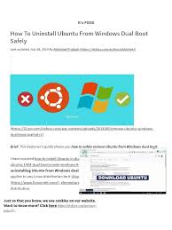 Press win + r on your keyboard to open the run dialog box, and enter msconfig to open the system configuration tool. How To Uninstall Ubuntu From Windows Dual Boot Safely It S Foss Pdf Operating System Technology Software