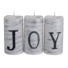 Northlight Of 3ct Battery Operated Joy Led Christmas Candle Set 6 White Black Walmart Com Walmart Com